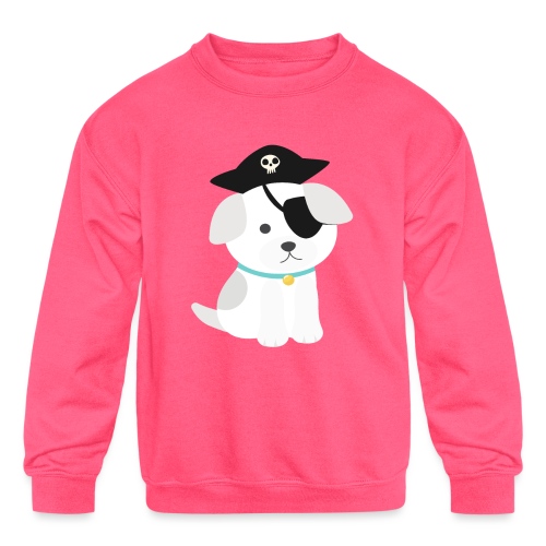 Dog with a pirate eye patch doing Vision Therapy! - Kids' Crewneck Sweatshirt