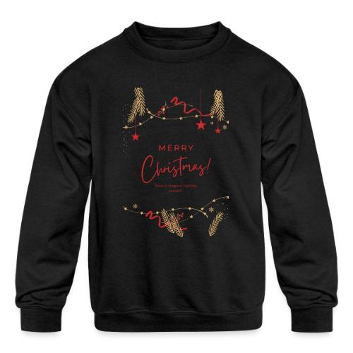 Merry Christmas Typography Design - Kids' Crewneck Sweatshirt