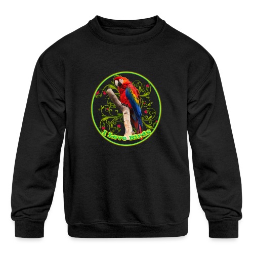 I Love Birds - Cool - Kids' Crewneck Sweatshirt