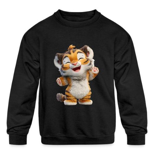 Energetic Baby Tiger Standing with Joy - Kids' Crewneck Sweatshirt