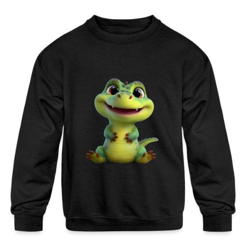Playful Cartoon Baby Alligator - Kids' Crewneck Sweatshirt
