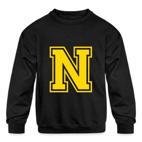 Letter N – Capital Athletic Alphabet Monogram - Kids' Crewneck Sweatshirt