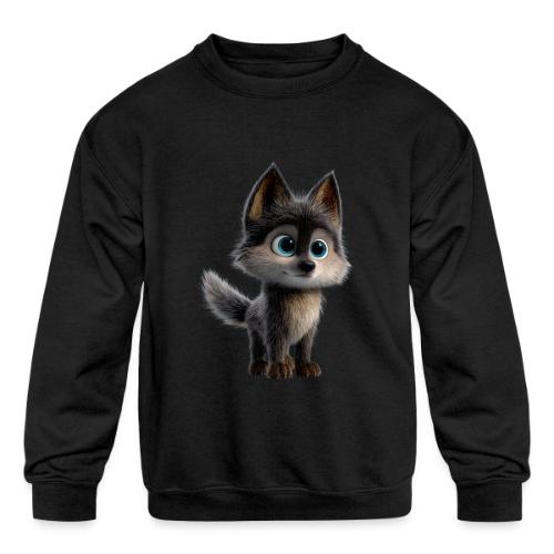 Innocent Cartoon Baby Wolf - Kids' Crewneck Sweatshirt
