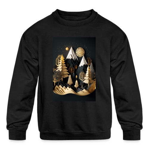 Gold and Black Wonderland - Whimsical Wintertime - Kids' Crewneck Sweatshirt
