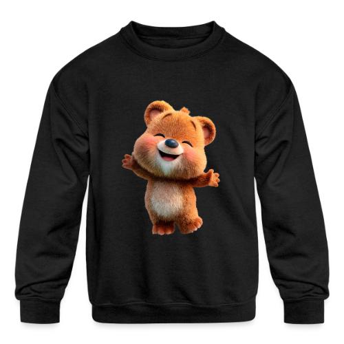 Joyful Baby Bear with Arms Up - Kids' Crewneck Sweatshirt
