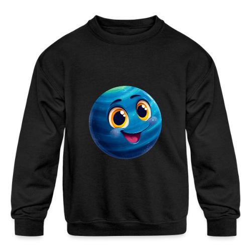 Smiling Blue Planet - Kids' Crewneck Sweatshirt
