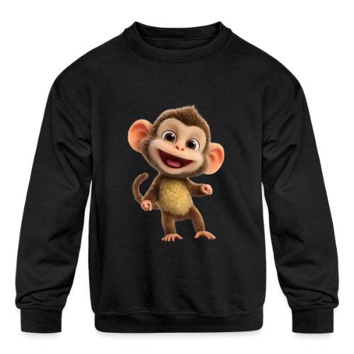 Happy Baby Monkey Standing - Kids' Crewneck Sweatshirt