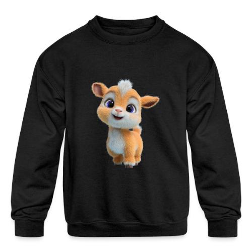 Cute Cartoon Baby Goat with Big Eyes - Kids' Crewneck Sweatshirt
