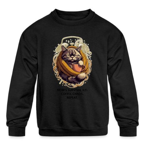 Powered by Sarcasm Cat Tee - Kids' Crewneck Sweatshirt