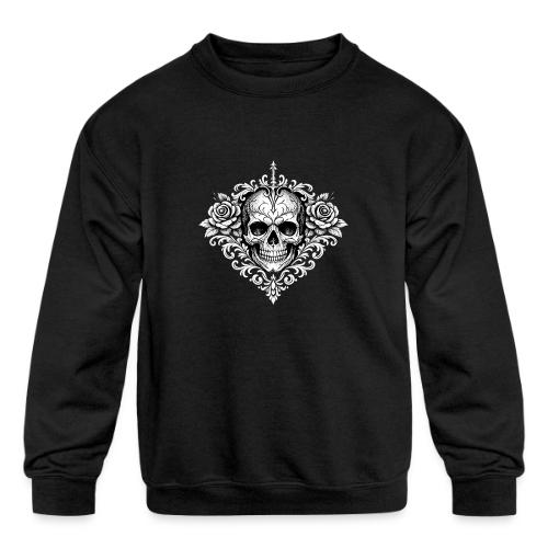 Gothic Filigree Skull - Kids' Crewneck Sweatshirt