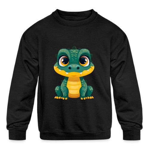 Smiling Cartoon Alligator - Kids' Crewneck Sweatshirt