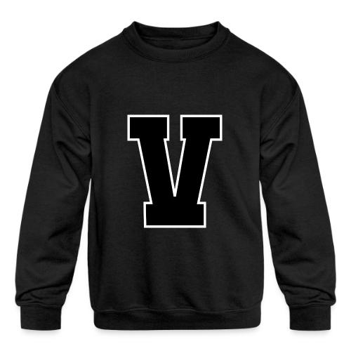 Varsity Letter V Athletic Alphabet Graphic - Kids' Crewneck Sweatshirt