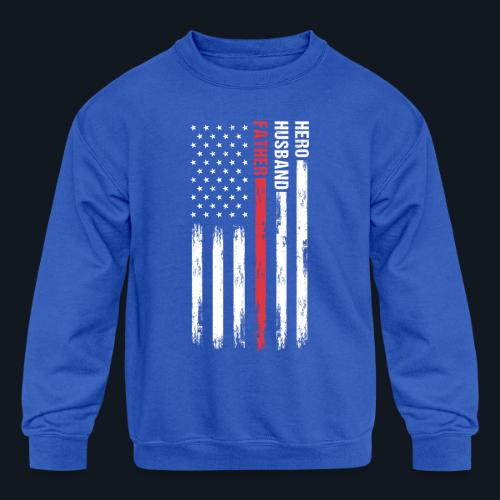 American Best Dad Hero Husband Father - Kids' Crewneck Sweatshirt