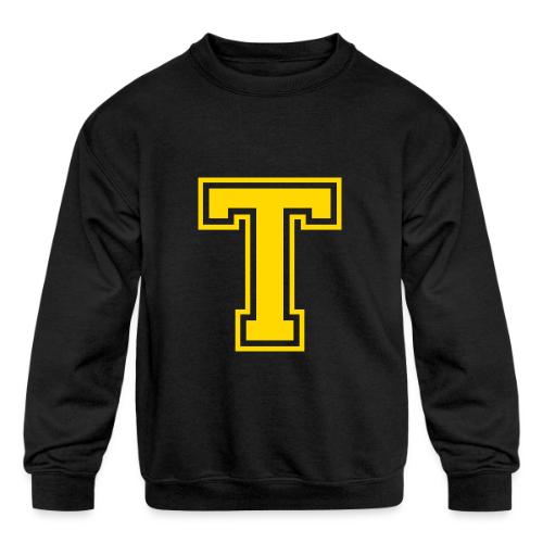 Letter T – Capital Athletic Alphabet Monogram - Kids' Crewneck Sweatshirt