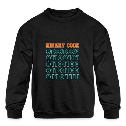 Say Hello in Binary code - Kids' Crewneck Sweatshirt