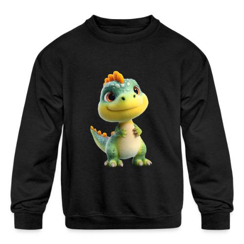 Playful 3D Baby Dinosaur - Kids' Crewneck Sweatshirt