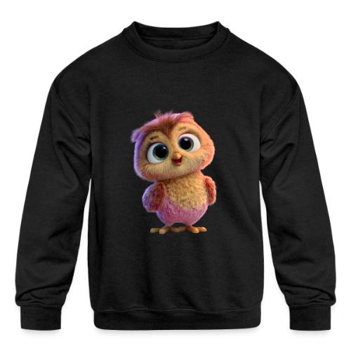 Adorable Baby Owl with Big Eyes - Kids' Crewneck Sweatshirt