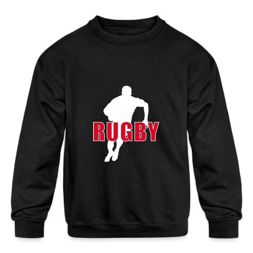 Bold Rugby Action Silhouette - Kids' Crewneck Sweatshirt