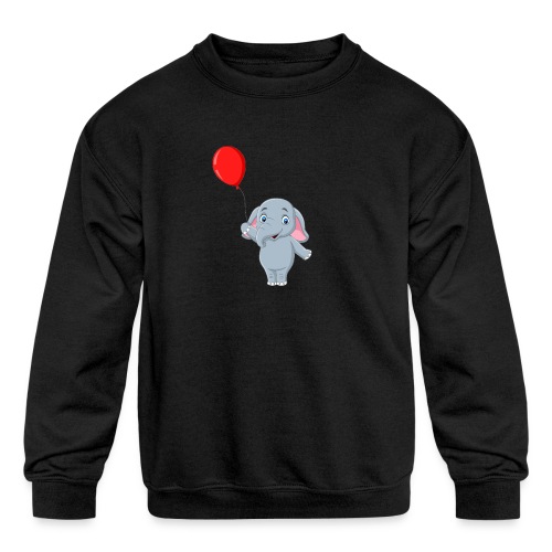 Baby Elephant Holding A Balloon - Kids' Crewneck Sweatshirt
