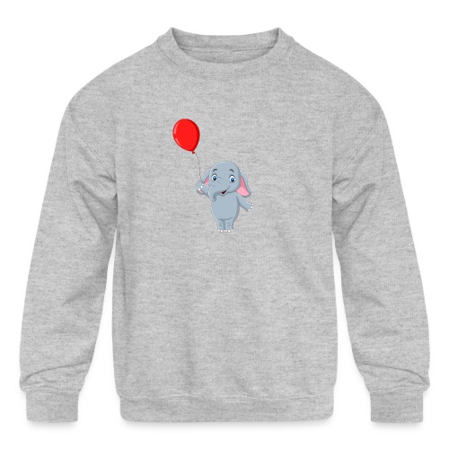 Baby Elephant Holding A Balloon - Kids' Crewneck Sweatshirt