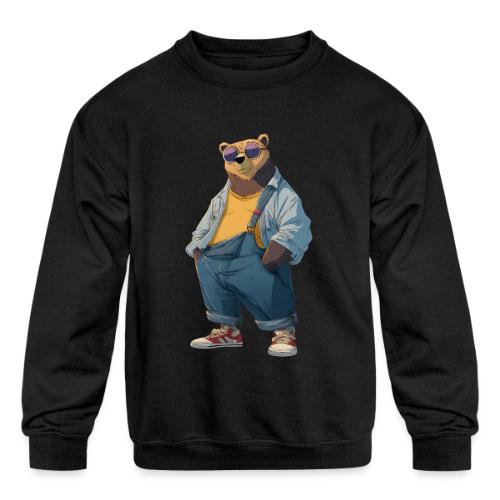 Fashion Streetwear Bear Cartoon Art - Kids' Crewneck Sweatshirt