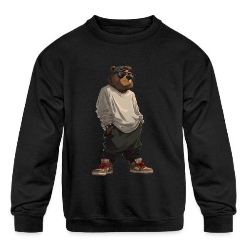Urban Streetwear Bear Cool Apparel Design - Kids' Crewneck Sweatshirt