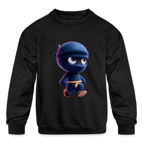 Playful Cartoon Baby Ninja Walking Happily - Kids' Crewneck Sweatshirt