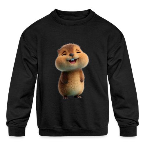 Joyful Cartoon Baby Beaver - Kids' Crewneck Sweatshirt