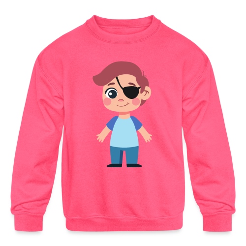 Boy with eye patch - Kids' Crewneck Sweatshirt