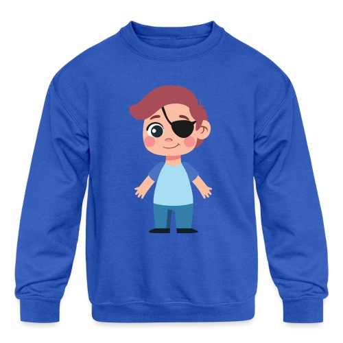 Boy with eye patch - Kids' Crewneck Sweatshirt