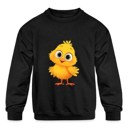 Sweet Yellow Cartoon Chick with Joyful Smile - Kids' Crewneck Sweatshirt