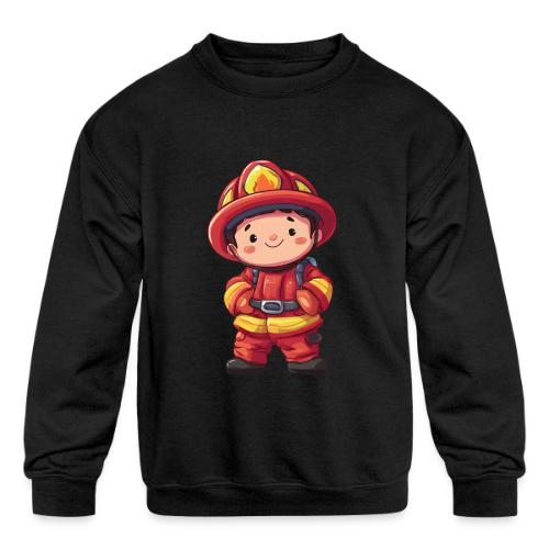 Friendly Firefighter Hero - Kids' Crewneck Sweatshirt