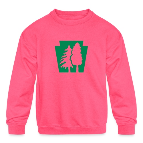 PA Keystone w/trees - Kids' Crewneck Sweatshirt