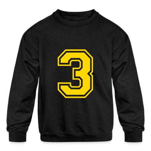 Number 3 in a classic athletic collegiate font - Kids' Crewneck Sweatshirt