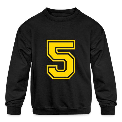 Number 5 in a classic athletic collegiate font - Kids' Crewneck Sweatshirt