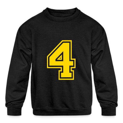 Number 4 in a classic athletic collegiate font - Kids' Crewneck Sweatshirt