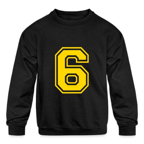 Number 6 in a classic athletic collegiate font - Kids' Crewneck Sweatshirt