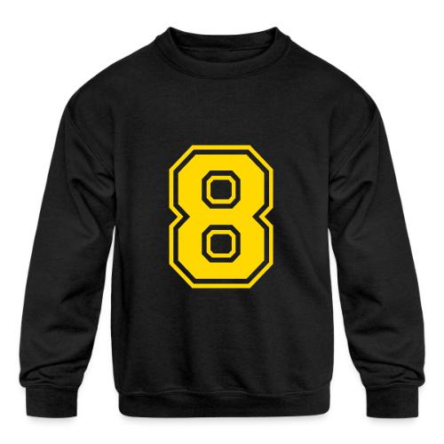 Number 8 in a classic athletic collegiate font - Kids' Crewneck Sweatshirt