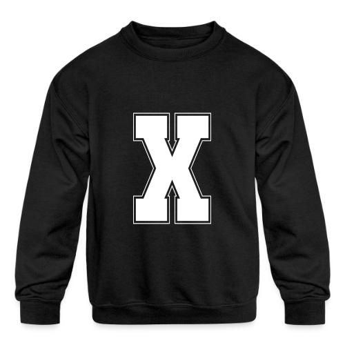 White Letter X – Varsity Alphabet Monogram - Kids' Crewneck Sweatshirt