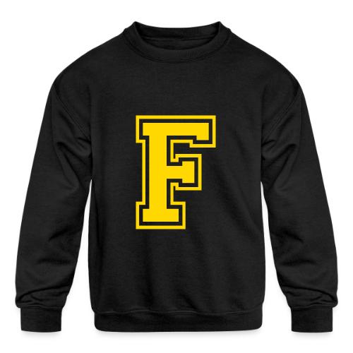 Letter F – Capital Athletic Alphabet Monogram - Kids' Crewneck Sweatshirt
