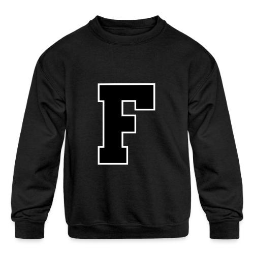 Varsity Letter F Athletic Monogram - Kids' Crewneck Sweatshirt