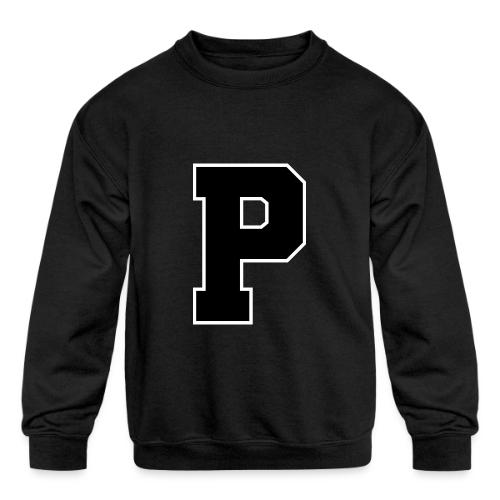Varsity Letter P Athletic Alphabet Design - Kids' Crewneck Sweatshirt
