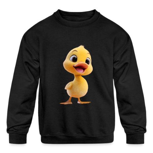 Bright Yellow Baby Duck Smiling - Kids' Crewneck Sweatshirt