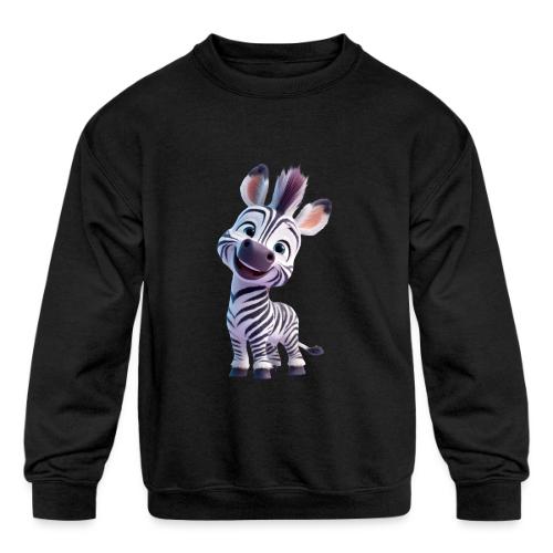 Playful 3D Baby Zebra Smiling Brightly - Kids' Crewneck Sweatshirt