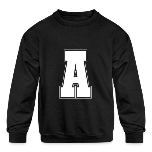 White Letter A – Varsity Alphabet Monogram - Kids' Crewneck Sweatshirt