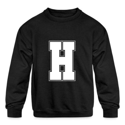 White Letter H – Varsity Alphabet Monogram - Kids' Crewneck Sweatshirt