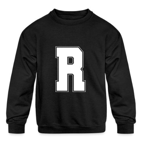 White Letter R – Varsity Alphabet Monogram - Kids' Crewneck Sweatshirt
