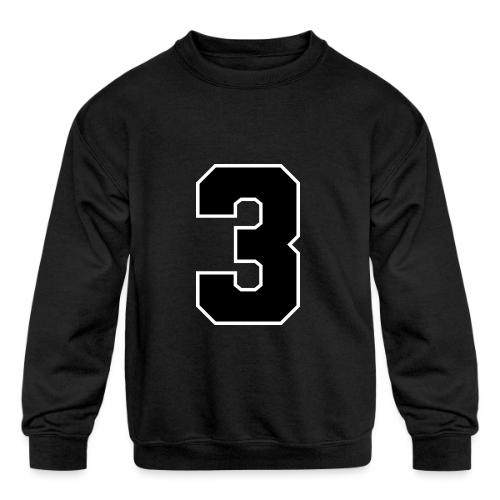 Varsity Number 3 Athletic Font - Kids' Crewneck Sweatshirt