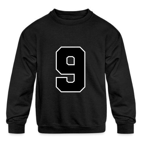 Varsity Number 9 Athletic Font - Kids' Crewneck Sweatshirt