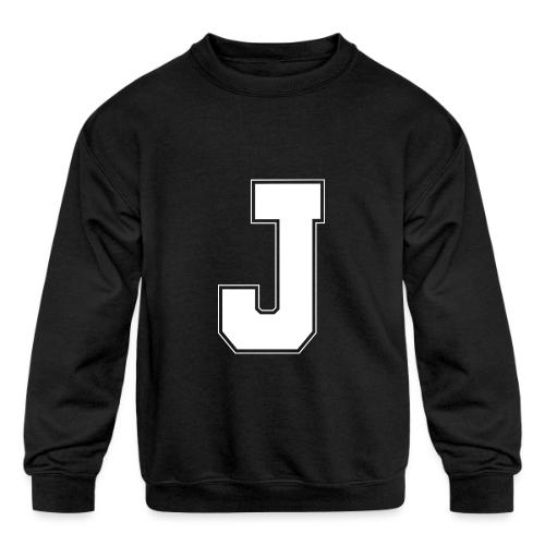 White Letter J – Varsity Alphabet Monogram - Kids' Crewneck Sweatshirt